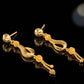 22K Gold Modern Linear Latkan Earrings | Textured Vertical Bar Gold Jewelry