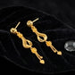 22K Gold Modern Linear Latkan Earrings | Textured Vertical Bar Gold Jewelry