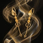 22K Gold Traditional Rawa Work Latkan Earrings | Granulated Filigree Drop Jewelry