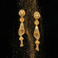 22K Gold Geometric Filigree Latkan Earrings | Modern Beaded Tassel Dangles
