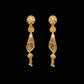 22K Gold Geometric Filigree Latkan Earrings | Modern Beaded Tassel Dangles