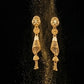 22K Gold Geometric Filigree Latkan Earrings | Modern Beaded Tassel Dangles