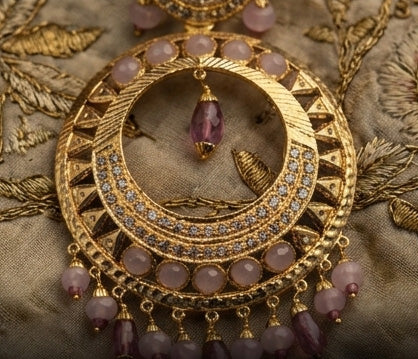 22K Yellow Gold Traditional Filigree Latkan Earrings | Ornate Beaded Drop Jewelry