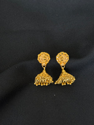 22K Yellow Gold Ornate Filigree Latkan Earrings | Traditional Indian Beaded Drops