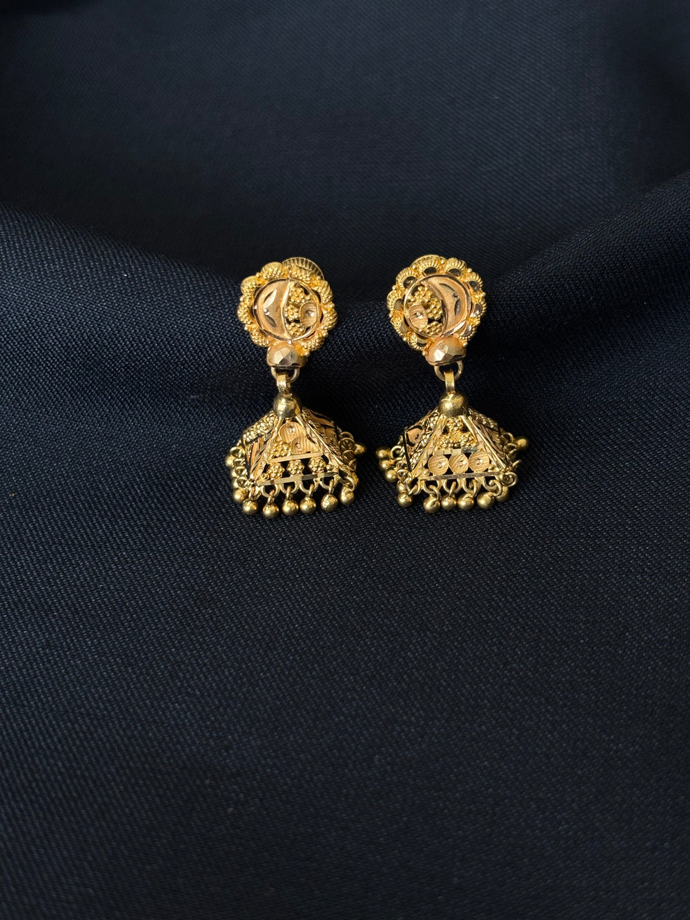 22K Gold Traditional Bell Drop Earrings