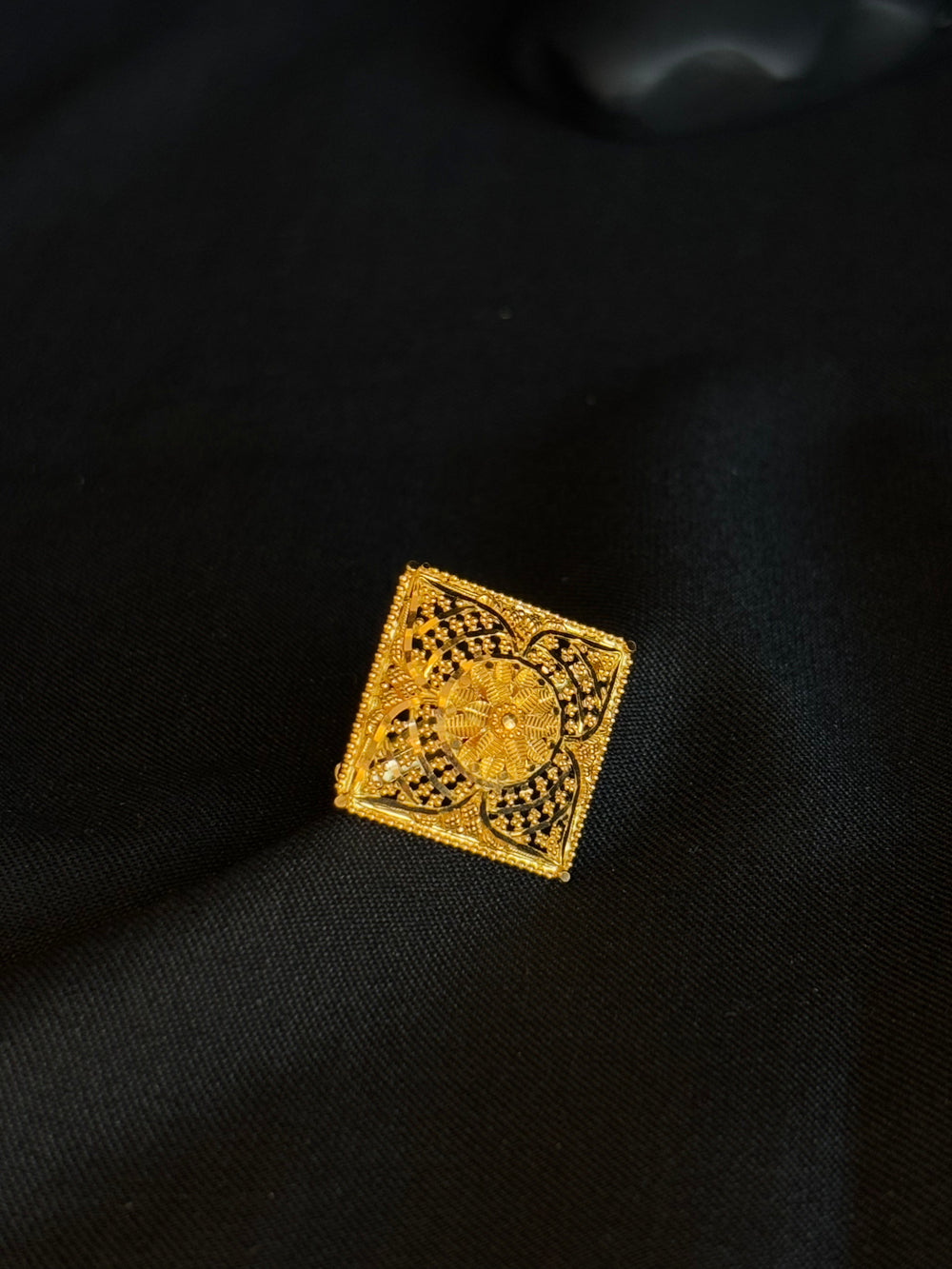 22K Gold Handcrafted Cocktail Ghat Ring - Traditional Indian Design