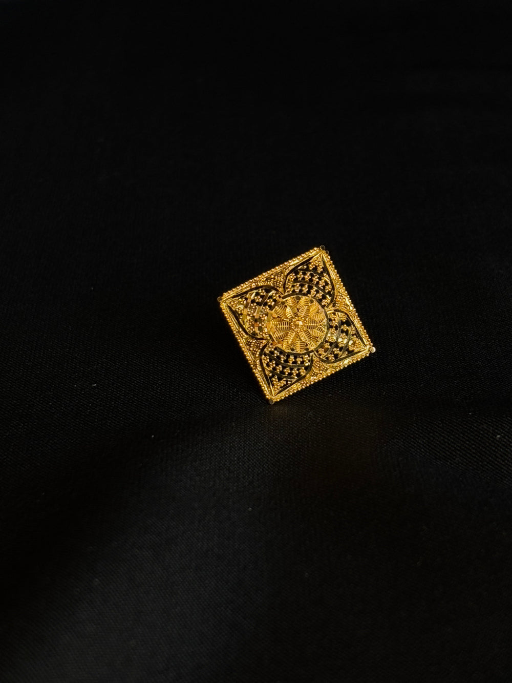 22KT Gold Handcrafted Cocktail Ghat Ring - Traditional Indian Design