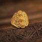 Gents 22K Gold Diamond-Mosaic Signet | Textured Artisan Statement Ring
