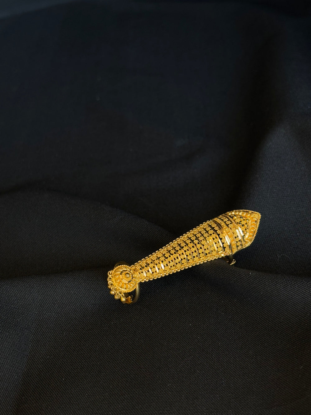 22K Gold Ladies Finger Ring with Intricate Textured Design - Elegant & Unique