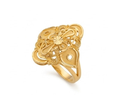 Lady's 22K Gold Beaded Dome Ring | Traditional Textured Fashion Ring