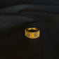22K Gold Geometric Band Ring with Textured Detailing - Modern Elegance