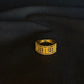 22K Gold Geometric Band Ring with Textured Detailing - Modern Elegance