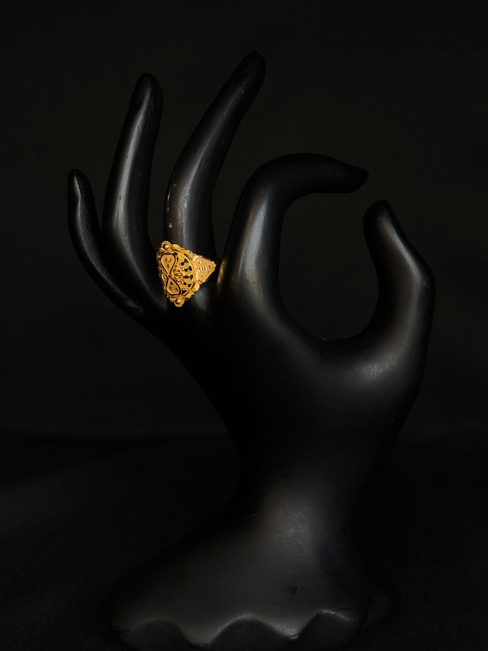 22K Gold Traditional Style Ring with Intricate Detailing-1 - Traditional Indian Design
