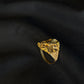 22K Gold Teardrop Ring with Intricate Floral & Textured Detailing