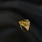 22K Gold Teardrop Ring with Intricate Floral & Textured Detailing