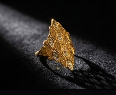 WoGents 22K Gold Geometric Lattice Ring | Modern Filigree Jewelry