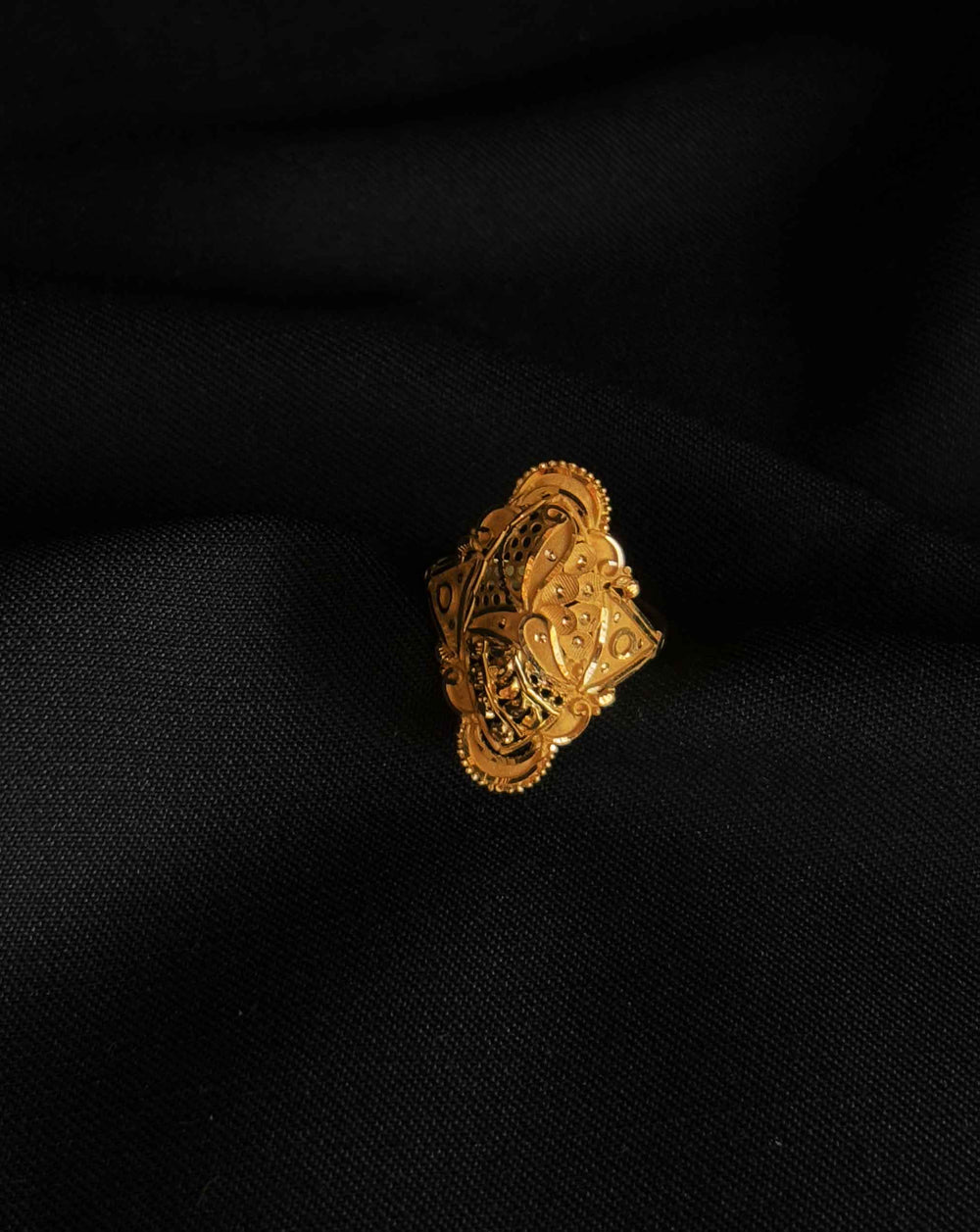 22KT Gold Filigree Statement Ring - Elegant & Intricate Design