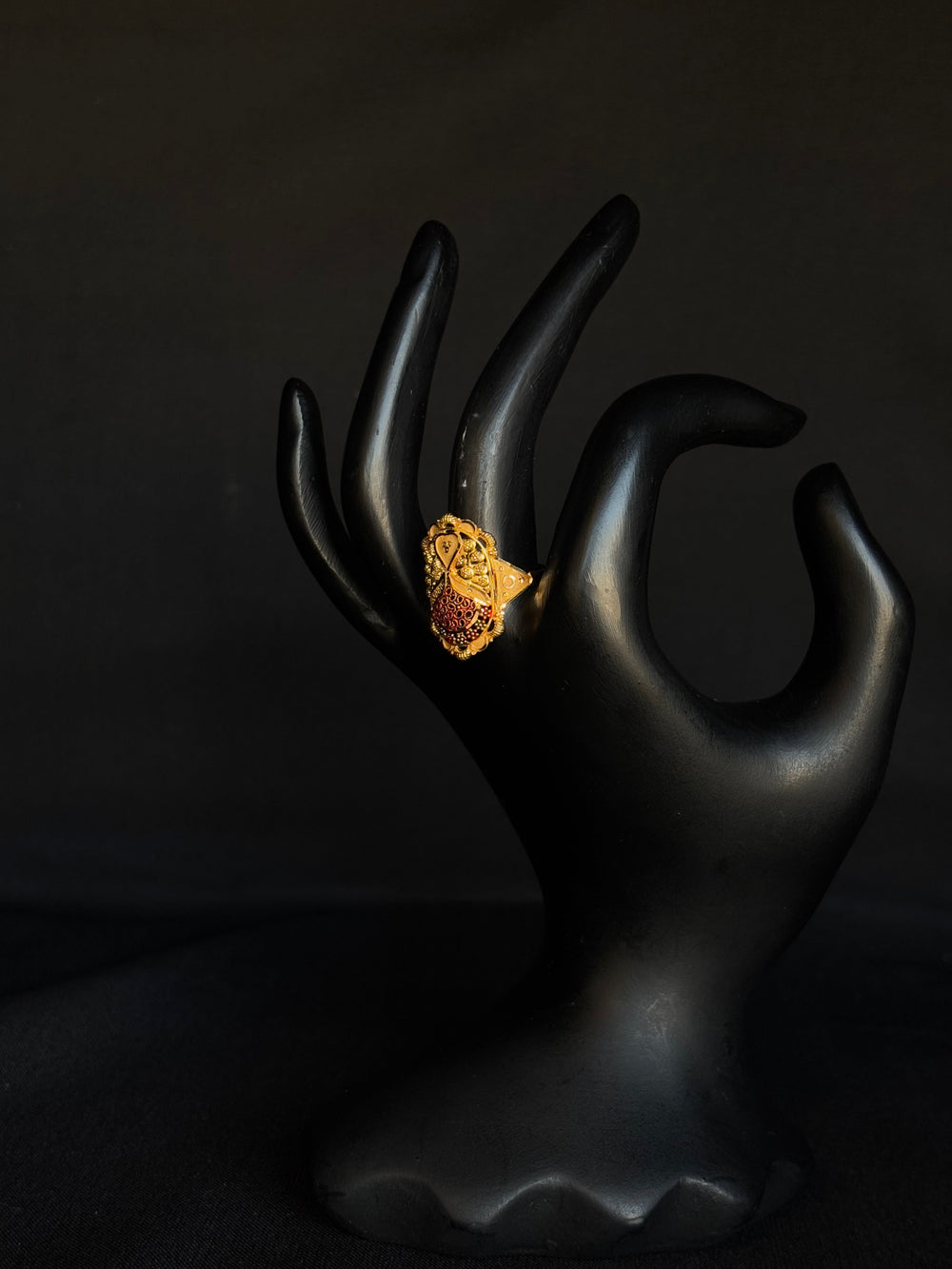 22K Gold Traditional Filigree Ring - Elegant Handcrafted Jewelry