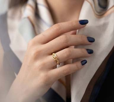 Gents 22K Gold Architectural Grid Ring | Textured Square Statement