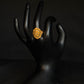 22K Gold Ladies Ring with Intricate Circular Design & Detailed Center.