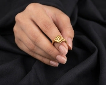 WoGents  22K Gold Broad Textured Band | Luxury Multi-Pattern Ring