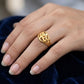 Lady's 22K Gold Sunburst Medallion Ring | Royal Textured Statement