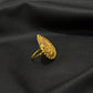 22K Gold Round Filigree Ring with Leaf Motif - Traditional Indian Design