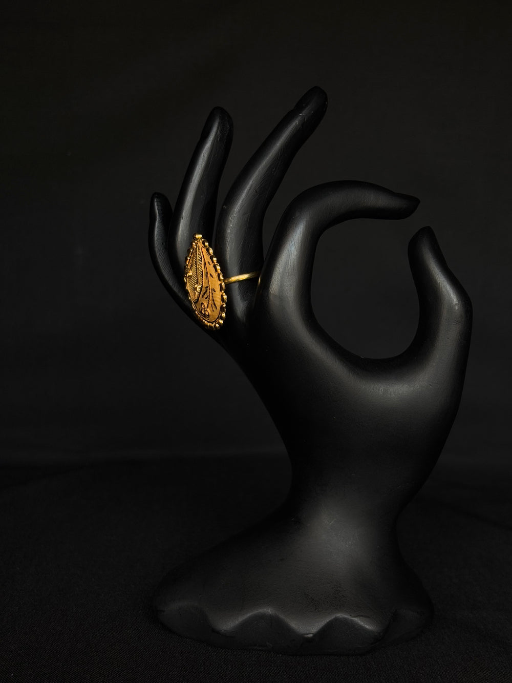 22K Gold Teardrop Ring - Elegant Handcrafted Jewelry