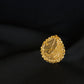 22K Gold Round Filigree Ring with Leaf Motif - Traditional Indian Design
