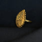 22K Gold Round Filigree Ring with Leaf Motif - Traditional Indian Design