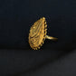 22K Gold Round Filigree Ring with Leaf Motif - Traditional Indian Design