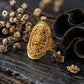 WoGents 22K Gold Circular Medallion Ring | Intricate Textured Statement Piece