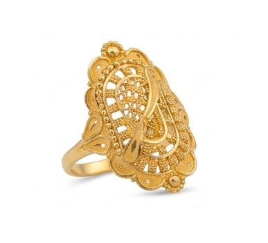 Elegant 22K Gold Abstract Sun Ring | Broad Textured WoGents Band