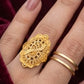 Elegant 22K Gold Abstract Sun Ring | Broad Textured WoGents Band