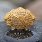 Elegant 22K Gold Abstract Sun Ring | Broad Textured WoGents Band