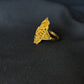 22K Gold Statement Cocktail Ring with Intricate Filigree & Floral Design