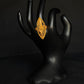 22K Gold Elongated Cocktail Ring with Intricate Filigree & Floral Design