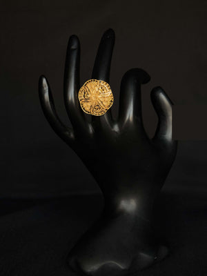 22K Gold Floral Filigree Ring - Delicate & Traditional Design