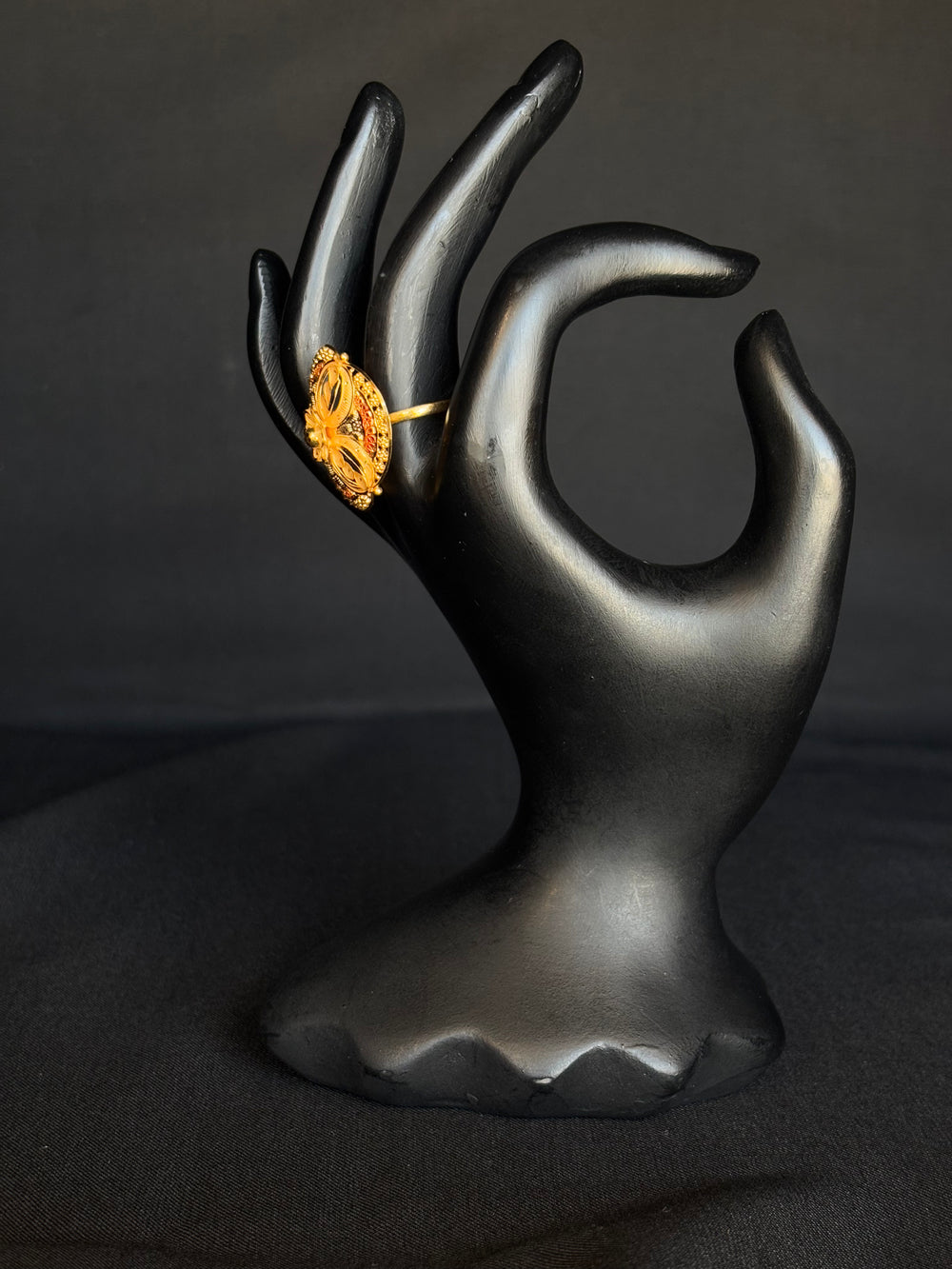 22K Gold Floral Ladies Ring with Intricate Petals.