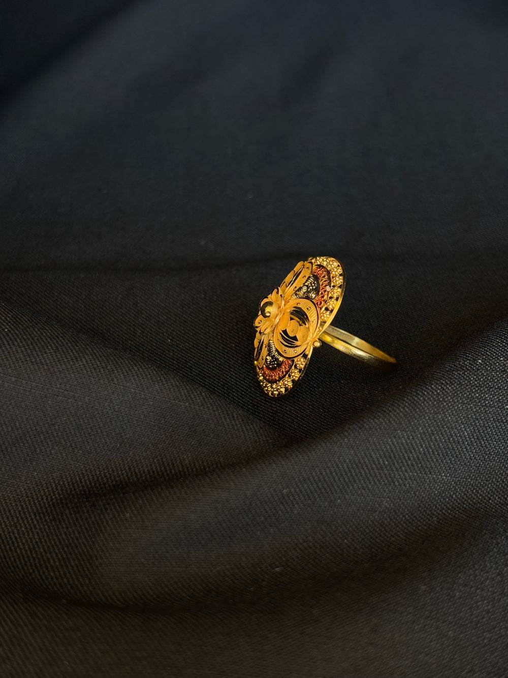 22KT Gold Floral Ladies Ring with Intricate Petals.
