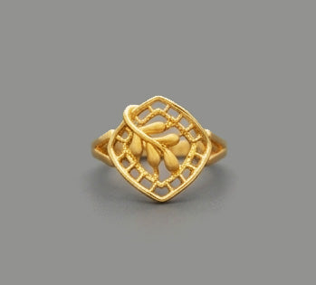 Gents  22K Gold Vertical Ribbed Signet Ring | Modern Textured Band