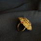 22K Gold Floral Ladies Ring with Colorful Enamel Details.