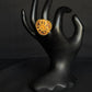 22K Gold Floral Cocktail Ring with Enamel Accents - Bold & Vibrant Design