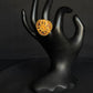 22K Gold Statement Ring with Intricate Black & Red Enamel Accents