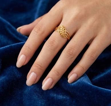 Gents 22K Gold X-Pattern Signet Ring | Geometric Textured Statement