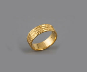Modern 22K Gold Honeycomb Texture Ring | WoGents Contemporary Band