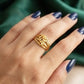 Gents  22K Gold Lattice Shield Signet | Ornate Traditional Pattern Ring
