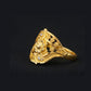 Gents  22K Gold Sunburst Medallion Ring | Radial Etched Signet