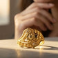 Gents  22K Gold Sunburst Medallion Ring | Radial Etched Signet