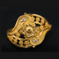 Gents  22K Gold Sunburst Medallion Ring | Radial Etched Signet